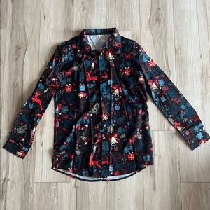 NWOT-Festive Black and Red Men's Dress Shirt